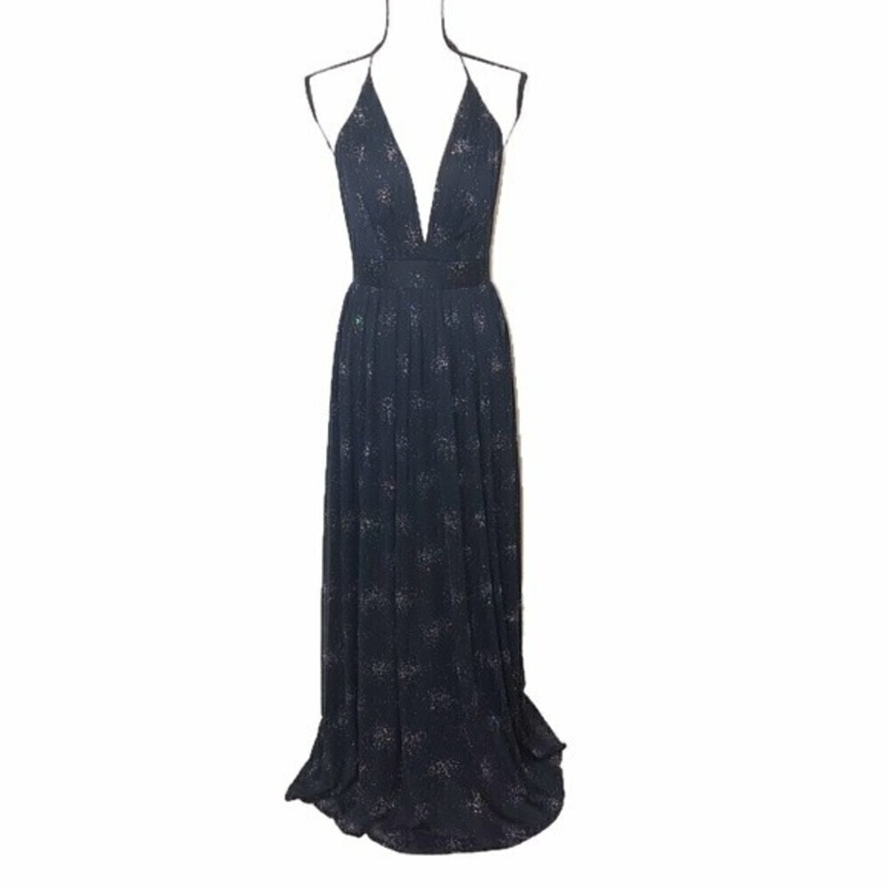 Showgirl Dress Size 6 Deep V Maxi Evening Gown Black Sparkle Formal Black Tie